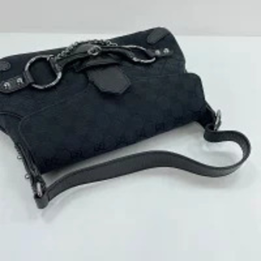 Gucci GG Canvas Horsebit Chain Handbag Black - Picture 9 of 11